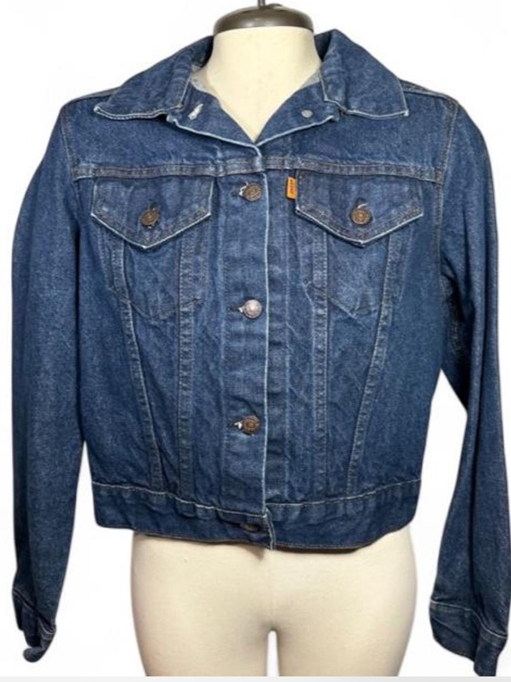Vintage Levi's Orange Tab 76001 Denim Trucker Jacket USA Blue Large